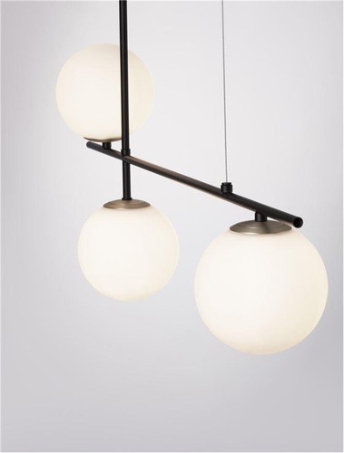 Dekorativní - NV 9009295 Závěsné svítidlo GITCHI matná černá a zlatý kov opálové sklo G9 2x5W 230V IP20 bez žárovky - NOVA LUCE - foto 1