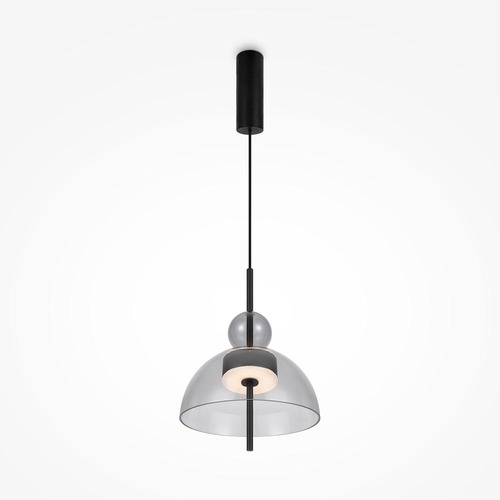 Dekorativní - M MOD185PL-L11B3K1 Závěsné svítidlo Bangkok 3000K 12W 1200lm teplá bílá černý kov kouřové sklo - MAYTONI - foto 1