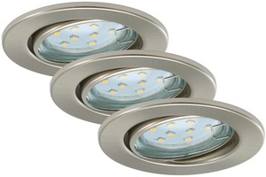 Kruhová - BRI 7225032 3ks sada LED vestavné svítidlo, pr. 8,6 cm, 3 W, matný nikl (starý kód: BRI 7225-032) - BRILONER