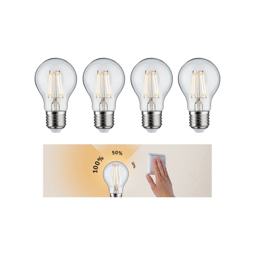 E27 - P 5083 Set 3-krokové-stmívatelné LED žárovka E27 230V 4x5W 2700K stmívatelné čirá - PAULMANN - foto 1