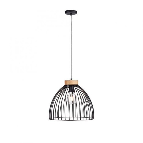 Polokoule - LD 11419-18 LAMI LED závěsné svítidlo 1 ramenné, dřevo, černá, kovové stínítko, industriální styl - LEUCHTEN DIREKT / JUST LIGHT - foto 1