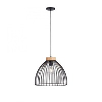 Polokoule - LD 11419-18 LAMI LED závěsné svítidlo 1 ramenné, dřevo, černá, kovové stínítko, industriální styl - LEUCHTEN DIREKT / JUST LIGHT