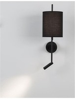 Dekorativní - NV 9180512 Nástěnné svítidlo YAMA černé stínidlo a černý hliník nastavitelné - vypínač na těle E27 1x12W 230V IP20 bez žárovky LED Samsung 3W 3000K čtecí lampička - NOVA LUCE
