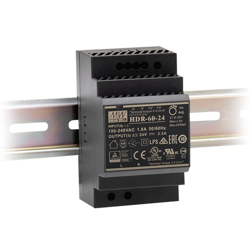 Stabilizované napětí - FAN I-DRIVER-HDR-60-24 Driver DIN ULTRA SLIM 24 V DC 60 W 2,5 A vstup AC 85-264 V / DC 120-370 V 5,25 x 9 x 5,45 cm - FANEUROPE - foto 1