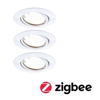 Kruhová - P 92463 LED vestavné svítidlo Smart Home Zigbee Base Coin základní sada výklopné kruhové 90mm 20° 3x4,9W 230V stmívatelné 3000K bílá - PAULMANN