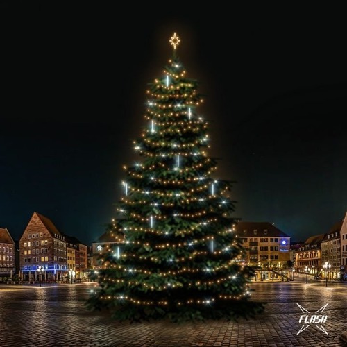SADY na stromy - DLED TFS7031W LED světelná sada na stromy vysoké 21-23m, teplá bílá s Flash, s padajícím sněhem - foto 1