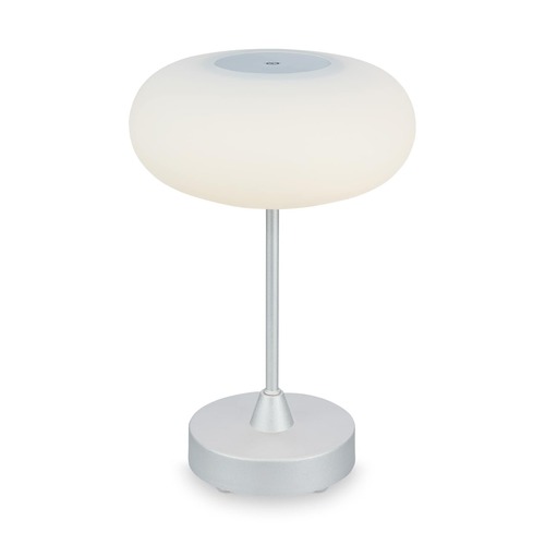 Na stůl - BRILO 7440014 LED bateriové stolní svítidlo pr.12,5 cm, LED modul, 3W, 350 lm, matný chrom (starý kód: BRILO 7440-014) - BRILO - foto 1