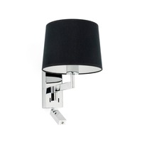 Dekorativní - FARO 68493-03 ARTIS chrom/černá nástěnná lampa se čtecí lampičkou - FARO