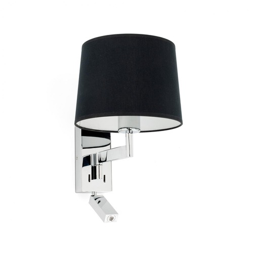 Dekorativní - FARO 68493-03 ARTIS chrom/černá nástěnná lampa se čtecí lampičkou - FARO - foto 1