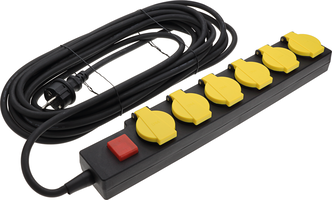 Zásuvky a adaptéry - 6 zásuvek IP44 + tlačítko ON/OFF