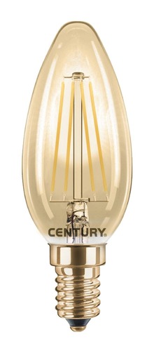 E14 - CEN INVM1D-041422 LED FILAMENT SVÍČKA EPOCA 4W E14 2200K 320Lm 360d DIMM 35x97mm IP20  - CENTURY - foto 1
