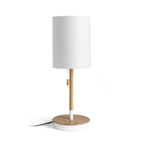 Stolní lampy dekorační - RED R14036 KEITH/RON 15/20 stolní s USB Polycotton bílá/buk 230V E27 7W - RED - DESIGN RENDL - foto 1
