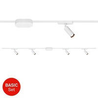 Lištové Briloner 48V - BRILO 8025046 Startovací sada lištový systém nízké napětí 200 cm, 2x 48V lišta, 4 LED spoty, s trafem, bílá - BRILO