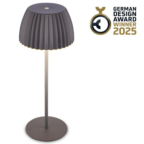 Stolní lampy dekorační - BRILO 7553015 Nabíjecí stolní lampa Riffle - 36,5 cm, 2W, 200lm, IP44, bezdrátová, LED, stmívatelná, dotykový vypínač, antracit - BRILO - foto 1