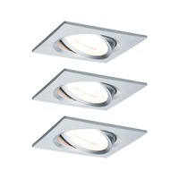 Koupelnová - P 93474 Vestavné svítidlo LED Nova hranaté 3x6,5W GU10 hliník broušený nastavitelné 3-krokové-stmívatelné - PAULMANN
