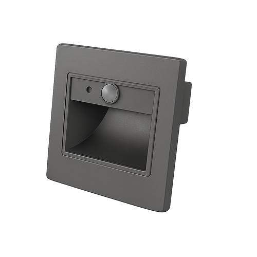 LED krokové svetlá - LED krokové světlo čtverec 1W 3000K IP20 šedá + senzor - foto 1