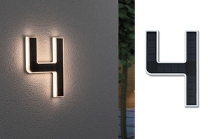 Nástěnná - P 79845 Venkovní solární domovní číslo 4 IP44 3.000K 0,2W nabíjecí baterie výměnná - PAULMANN