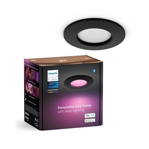 Koupelnová - PH 8720169264151 Hue WCA Slim koupelnové zápustné svítidlo LED 8,3W 790lm 2200-6500K RGB 9cm kulaté IP44, černé - PHILIPS - foto 1