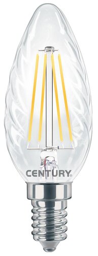 E14 - CEN INTOR-041440 LED FILAMENT SVÍČKA TWIST ČIRÁ 4W E14 4000K 470Lm 360d 35x98mm IP20  - CENTURY - foto 1