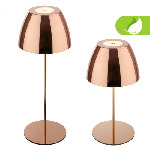 Stolní lampy dekorační - BRILO 7522013 Serina LED bezdrátová stolní lampička IP44, stmívatelná, dotykový vypínač, měď - BRILO - foto 1