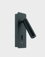 Bodová - KHL K50702.01.WS.BK-BK.ST.8.30 Nástěnné svítidlo SIGN 70x30mm černé 3W 3000K s vypínašem a USB - KOHL-Lighting