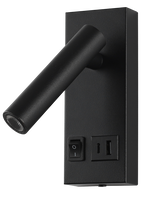 LED nástěnné svítidla - LED světlo kabinetu 2W s přepínačem ON / OFF + USB černá