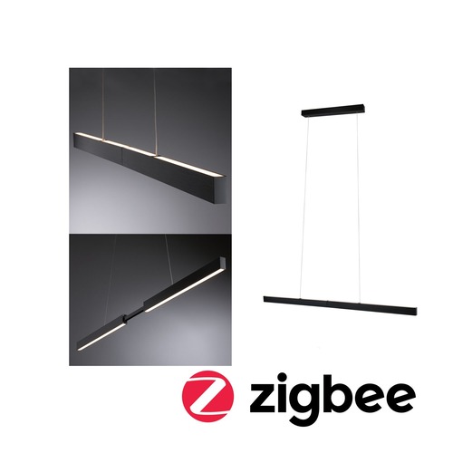 Podélná - P 78024 LED závěsné svítidlo Smart Home Zigbee 3.0 Aptare RGBW+ stmívatelné / 2x16W černá kartáčovaná - PAULMANN - foto 1
