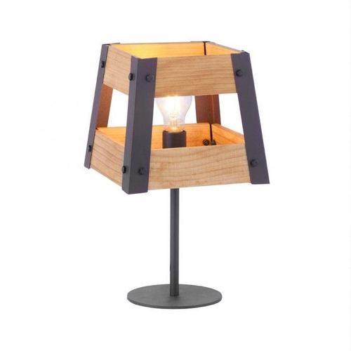 Stolní lampy dekorační - LD 15722-79 CRATE Stolní lampa v rustikálním designu ze dřeva v černé barvě, lakované železo s paticí E27 - LEUCHTEN DIREKT / JUST LIGHT - foto 1
