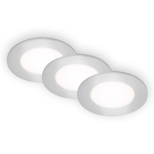 Kruhová - BRI 7125434 LED vestavná svítidla 3ks sada, pr.8,6 cm, 3x LED, 3 W, 350 lm, matný chrom (starý kód: BRI 7125-434) - BRILONER - foto 1