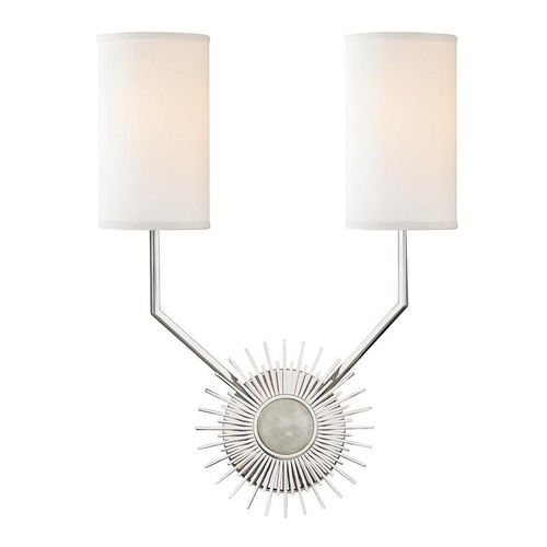 Dekorativní - HVLG 5512-PN-CE Nástěnné svítidlo BORLAND ocel/hedvábí nikl/bílá E14 2x40W - HUDSON VALLEY - foto 1