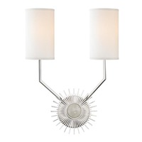Dekorativní - HVLG 5512-PN-CE Nástěnné svítidlo BORLAND ocel/hedvábí nikl/bílá E14 2x40W - HUDSON VALLEY