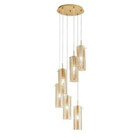 Dekorativní - FAN I-MAGIC-S6-ORO Závěsné svítidlo Magic, zlatá/jantar, 6 x E27, 35 x 35 x 150 cm - FANEUROPE