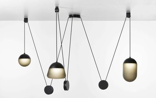 Vícečetná - BRO PC01236_017 Závěsné svítidlo PLANETS 3 sklo šedé kouřové matné / černý matovaný komaxit se strukturou /  textilní černý kabel DIM 19,7W 2700K - BROKIS