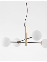 Dekorativní - NV 9143304 Závěsné svítidlo VITRA saténový zlatý a černý kov bílé opálové sklo G9 4x5W 220V IP20 bez žárovky - NOVA LUCE