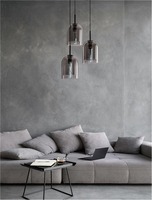 Vícečetná - NV 9236710 Závěsné svítidlo VELOR dvouvrstvé kouřové sklo černý kabel černá kovová základna E27 3x12W 230V IP20 bez žárovky - NOVA LUCE