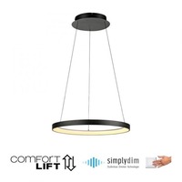 Kruhová - PN 2851-18 HOOP LED závěsné svítidlo černé nastavitelná výška paměťová funkce SimplyDim 3000K - PAUL NEUHAUS