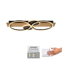 Dekorativní - LD 14552-18 TROOPER LED stropní svítidlo černé s dřevem teplá bílá do ložnice světelný kruh 3000K - JUST LIGHT