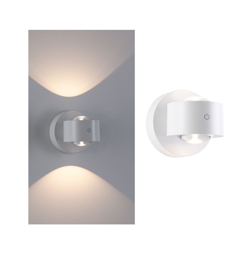 Nepřímé osvětlení - P 71291 LED nabíjecí nástěnné svítidlo Zorik IP44 stmívatelné 2700K 100mm 2x1,1W bílá - PAULMANN - foto 1