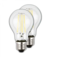 E27 - BRILO 0551005 EEK A 2ks sada E27 LED žárovka, třída A, Filament, 50.000h, 1055lm, 5W, teple bílé světlo, A60 - BRILO