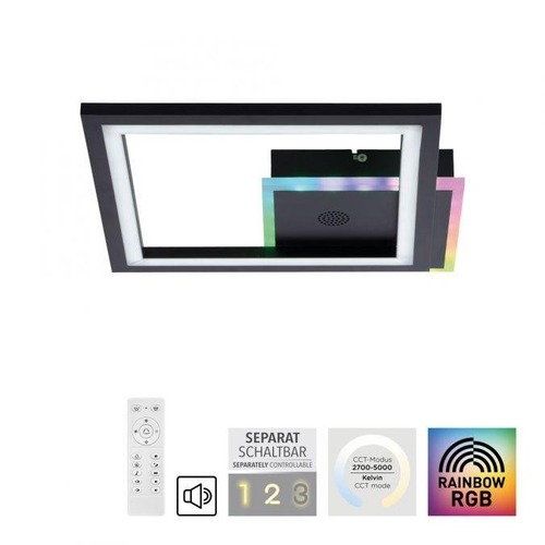 Hranatá - LD 14902-18 LED stropní svítidlo reproduktor Bluetooth černá Rainbow RGB 2700-5000K - JUST LIGHT - foto 1