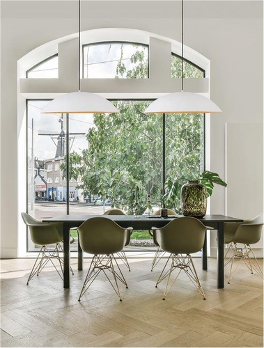 Polokoule - NV 9081280 Závěsné svítidlo GLIM bílá zvenku přírodní dřevo uvnitř hliník a akryl LED 47W 230V 3000K IP20 stmívatelné - NOVA LUCE - foto 1