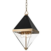 Dekorativní - HVLG 4510-AGB-CE Závěsné svítidlo COLTRANE ocel/akryl staromosaz/čirá E14 4x25W - HUDSON VALLEY