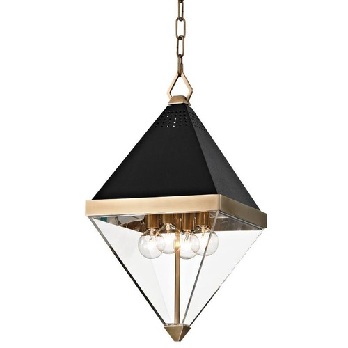 Dekorativní - HVLG 4510-AGB-CE Závěsné svítidlo COLTRANE ocel/akryl staromosaz/čirá E14 4x25W - HUDSON VALLEY - foto 1