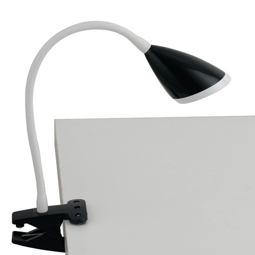 Stolní lampy dekorační - FAN LEDT-HEGEL-BLACK Stolní lampa LAMPADA DA LETTURA LED HEGEL černá s klipem 3,7 W 450 lm 4000 K 9,5x33 cm - FANEUROPE - foto 1