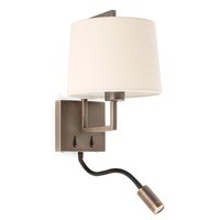 Dekorativní - FARO 20173-02 FRAME nástěnná lampa, starozlatá/béžová, se čtecí lampičkou - FARO