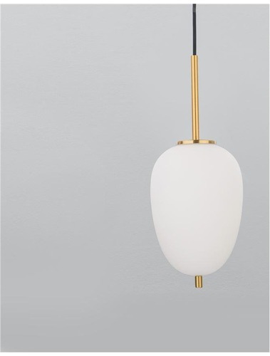 Koule - NV 9624066 Závěsné svítidlo LATO opálové sklo antický mosazný kov černý kabel E14 1x5W 230V IP20 bez žárovky - NOVA LUCE - foto 1