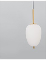 Koule - NV 9624066 Závěsné svítidlo LATO opálové sklo antický mosazný kov černý kabel E14 1x5W 230V IP20 bez žárovky - NOVA LUCE