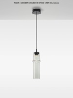 Subtilní - BRO PC01329_002 Závěsné svítidlo BAMBOO FOREST M DOWN sklo hnědé kouřové lesklé / černý kov / BROKIS konektor 24V, textilní černý kabel, DIM 6,5W 2700K - BROKIS