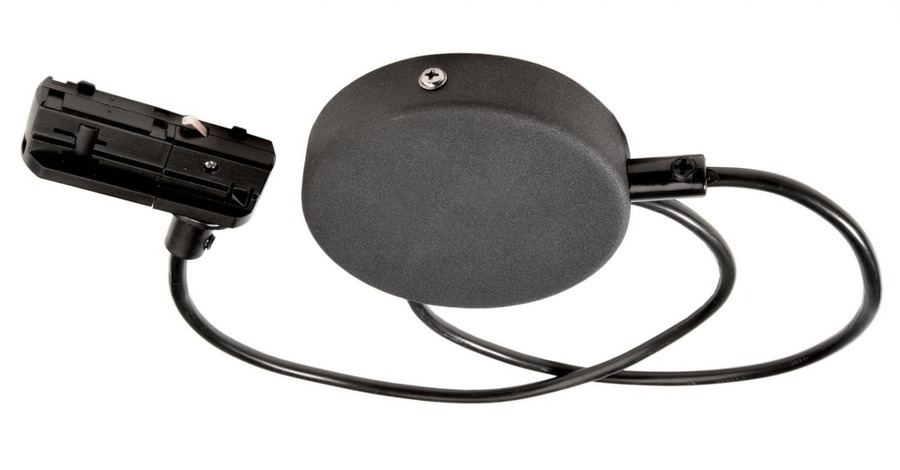 Lišty a příslušenství - IMPR 720011 Deko-Light 1-fázový kolejnicový systém, D One flexibilní napájení se stropní krytkou, 220-240V černá RAL 9011 1000 mm - foto 1