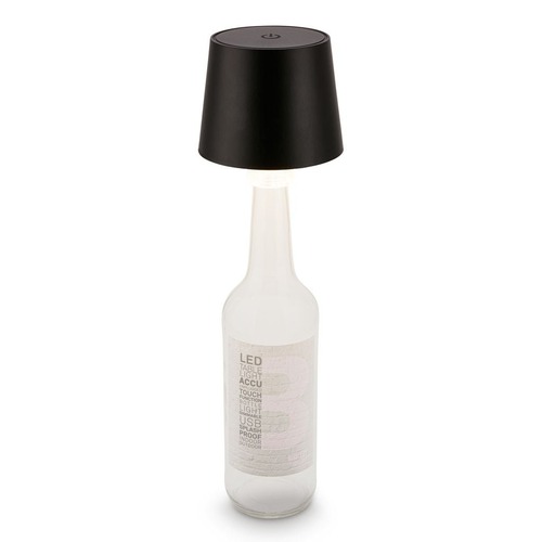 Stolní lampy dekorační - BRILO 7709015 Bota lampička na láhev - 1,8W, 120lm, nabíjecí, LED, stmívatelné, dotykový vypínač, teplá bílá, černá - BRILO - foto 1